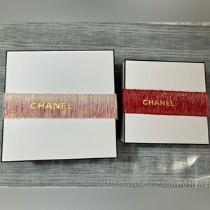Authentic Chanel Gift Boxes with Red and Pink Ribbons